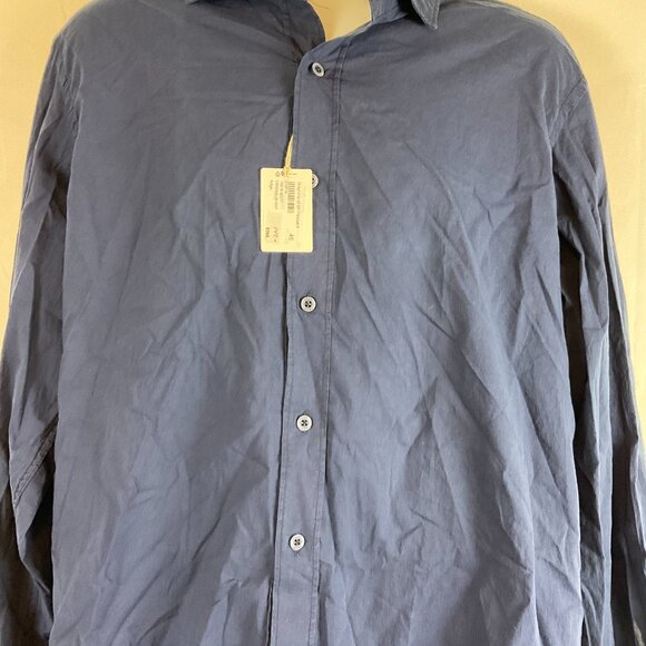 Fradi Italy Shirt 46 18.5 Indigo Blue Button Front Long Sleeve New NWT - Picture 3 of 9
